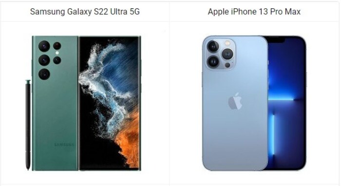 Samsung Galaxy S22 Ultra 5G vs Apple iPhone 13 Pro Max