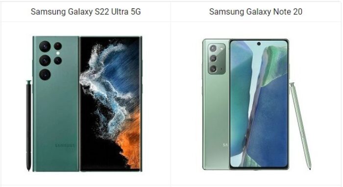 Samsung Galaxy S22 Ultra 5G vs Galaxy Note 20