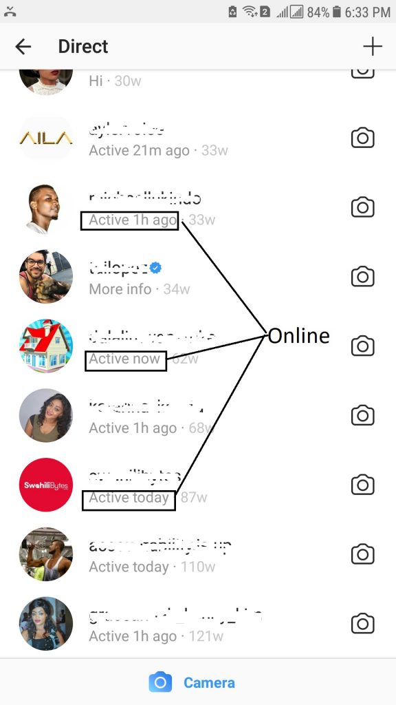 Instagram Kuonyesha Mtu Anapokuwa Online Kupitia "DM"