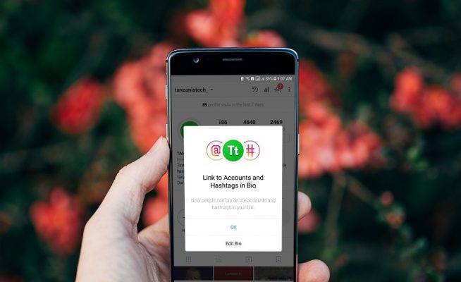 Instagram hashtag kwenye Bio