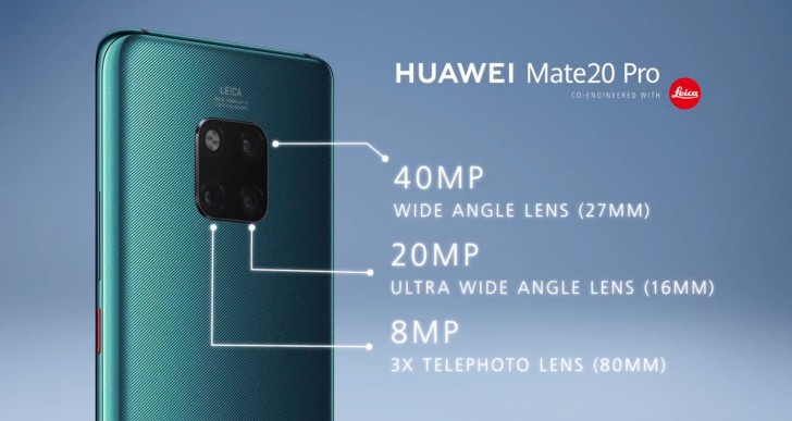 Muonekano wa kamera za Huawei Mate 20 Pro