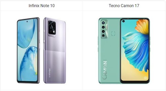 Simu Bora Kati ya Infinix Note 10 na Tecno Camon 17