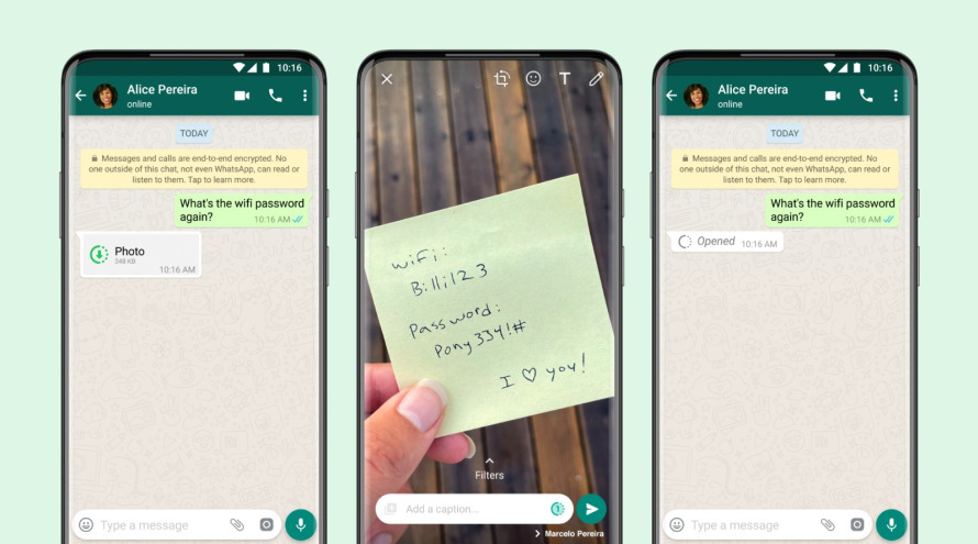 Tuma Picha au Video Inayo Onekana Mara Moja WhatsApp