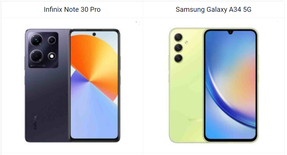 Simu Bora Kati ya Infinix NOTE 30 Pro vs Galaxy A34 (2023)
