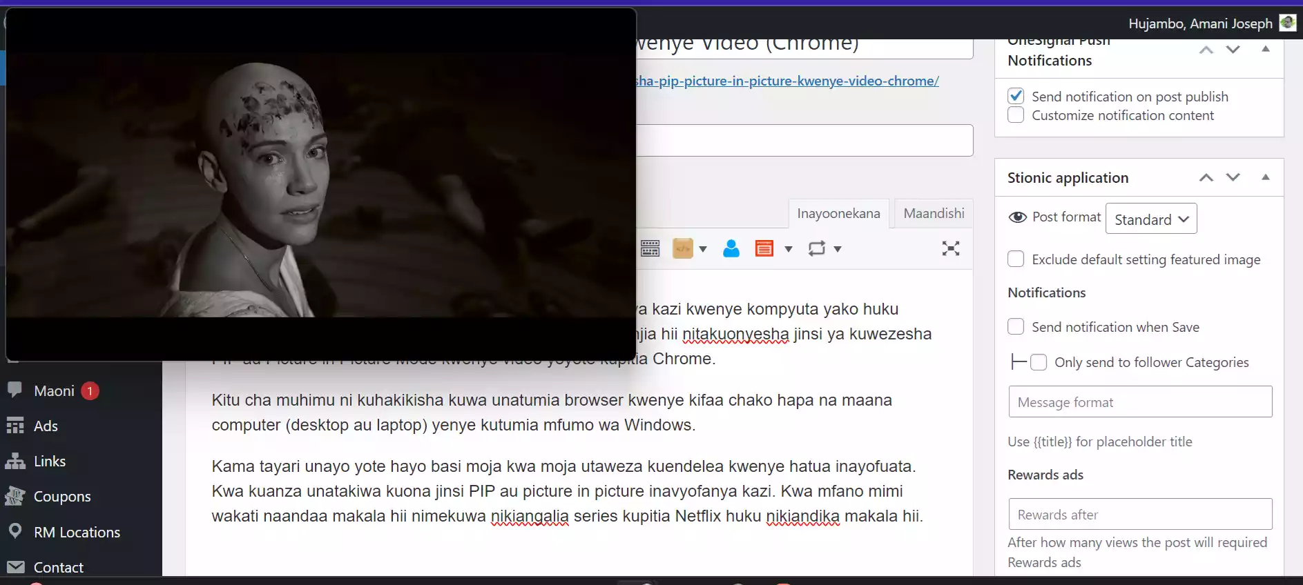 Wezesha (PIP) Picture in Picture Kwenye Video Yoyote (Chrome)
