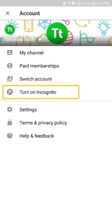 YouTube Yaleta Sehemu ya Incognito Mode Kwenye Android