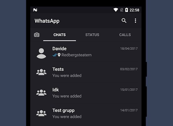 Sehemu ya WhatsApp Dark Mode