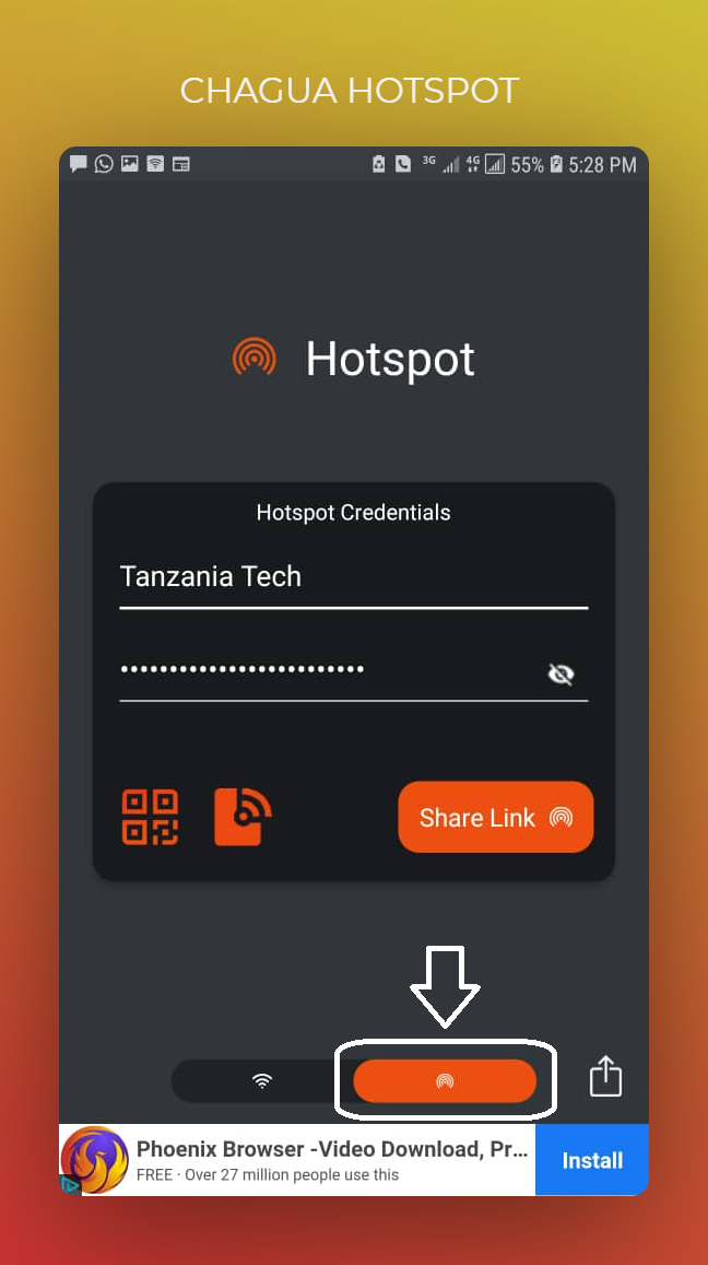 Tumia Internet ya Simu Moja Kwenda Nyingine Kupitia Link