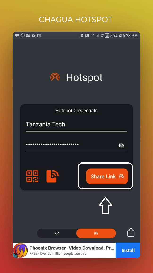 Tumia Internet ya Simu Moja Kwenda Nyingine Kupitia Link