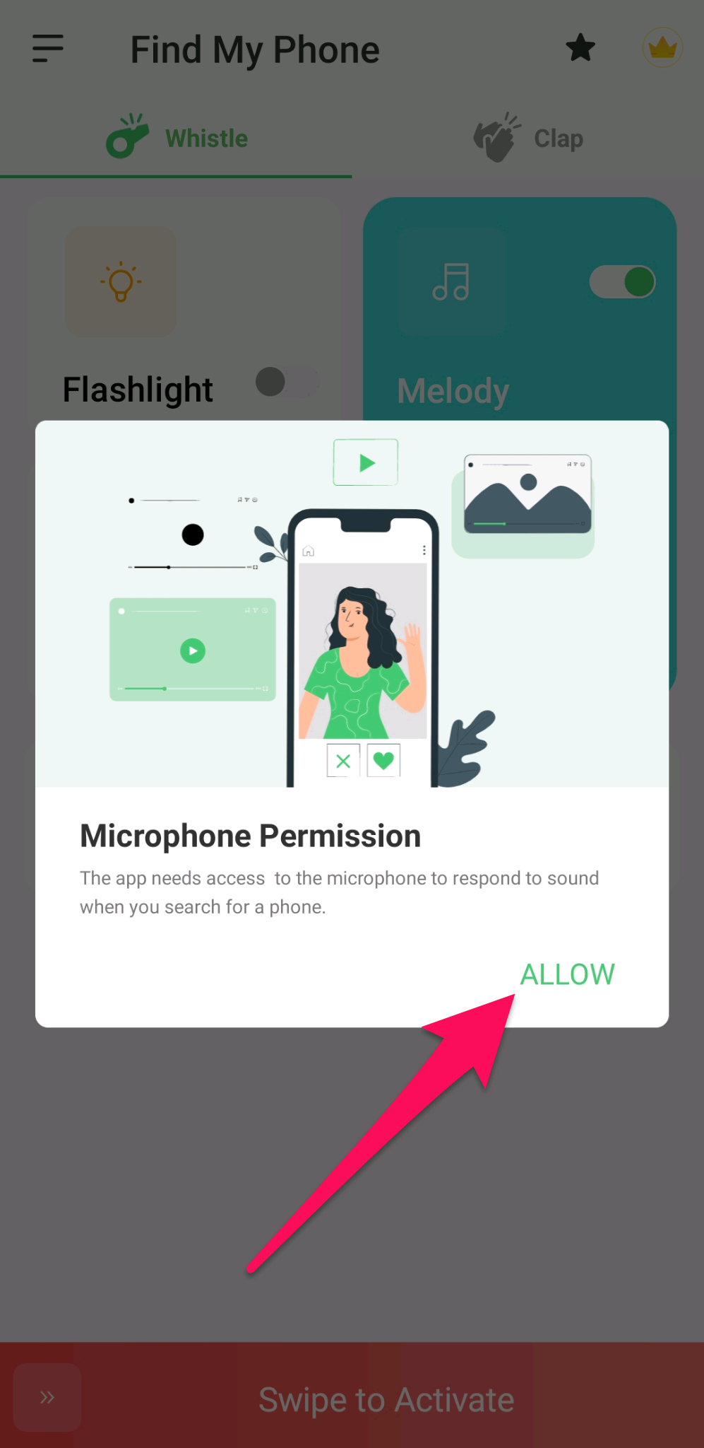 Allow microphone permission