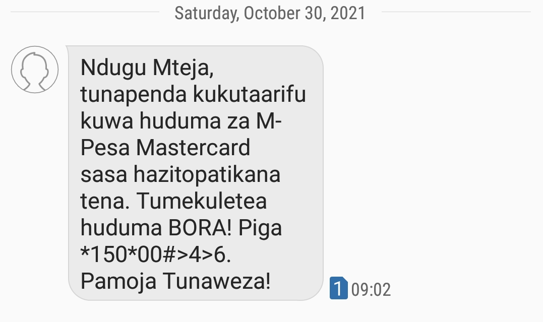 Vodacom Yabadili M-Pesa Mastercard Kwenda M-Pesa VISA Card