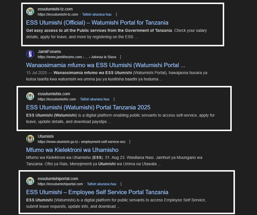 Jinsi ya Kutambua Tovuti Halisi ya ESS Utumishi