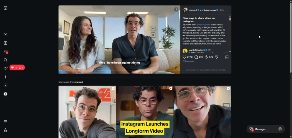 Instagram Imetangaza Ujio wa Video Ndefu za Mlalo "Features" 2